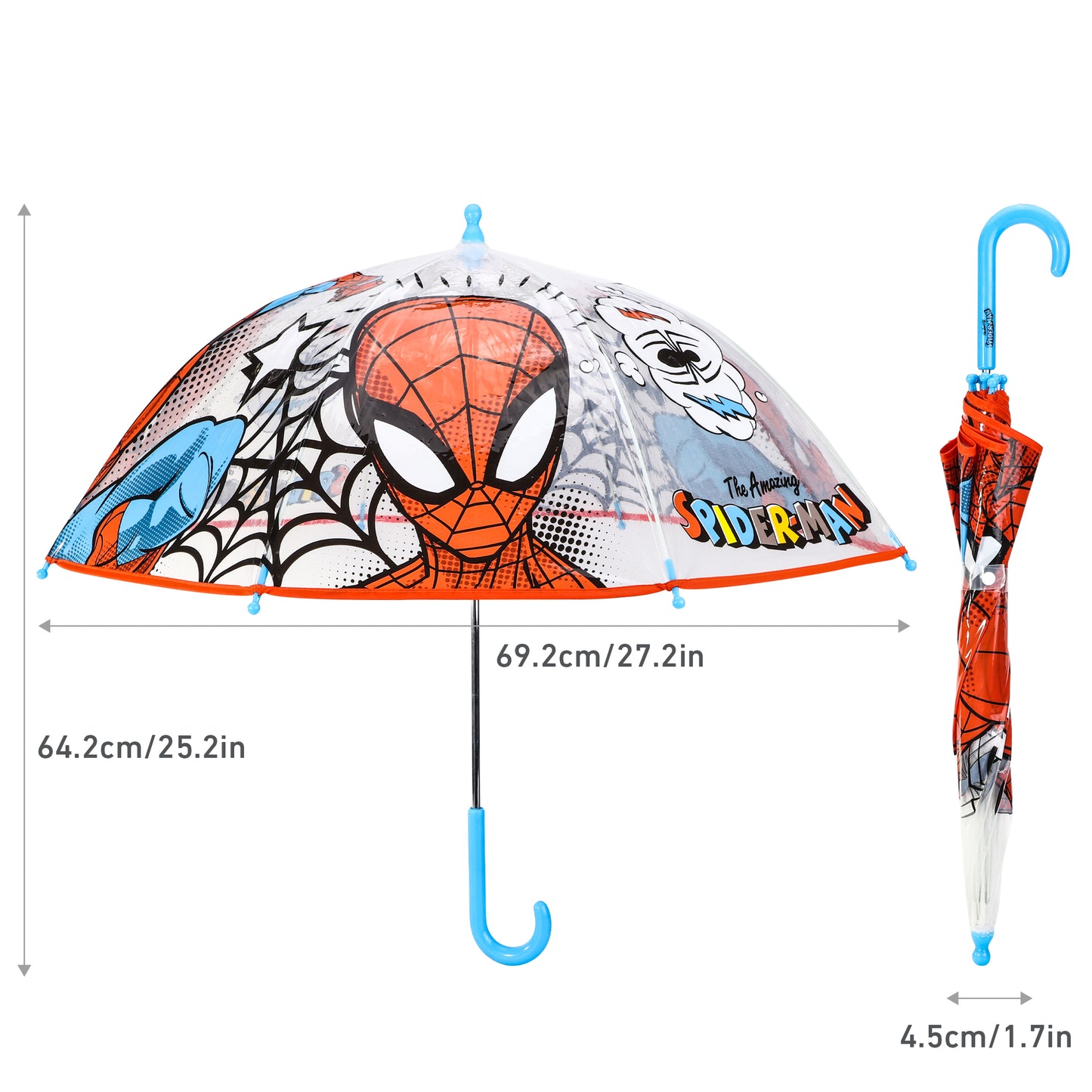 Spiderman Dome Umbrella for Kids Childrens Boys Girls Brolly with Safety Opening