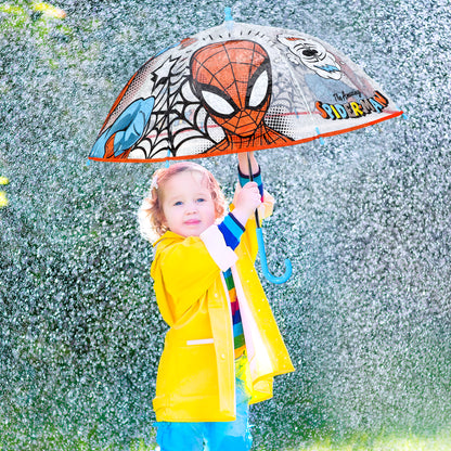 Spiderman Dome Umbrella for Kids Childrens Boys Girls Brolly with Safety Opening