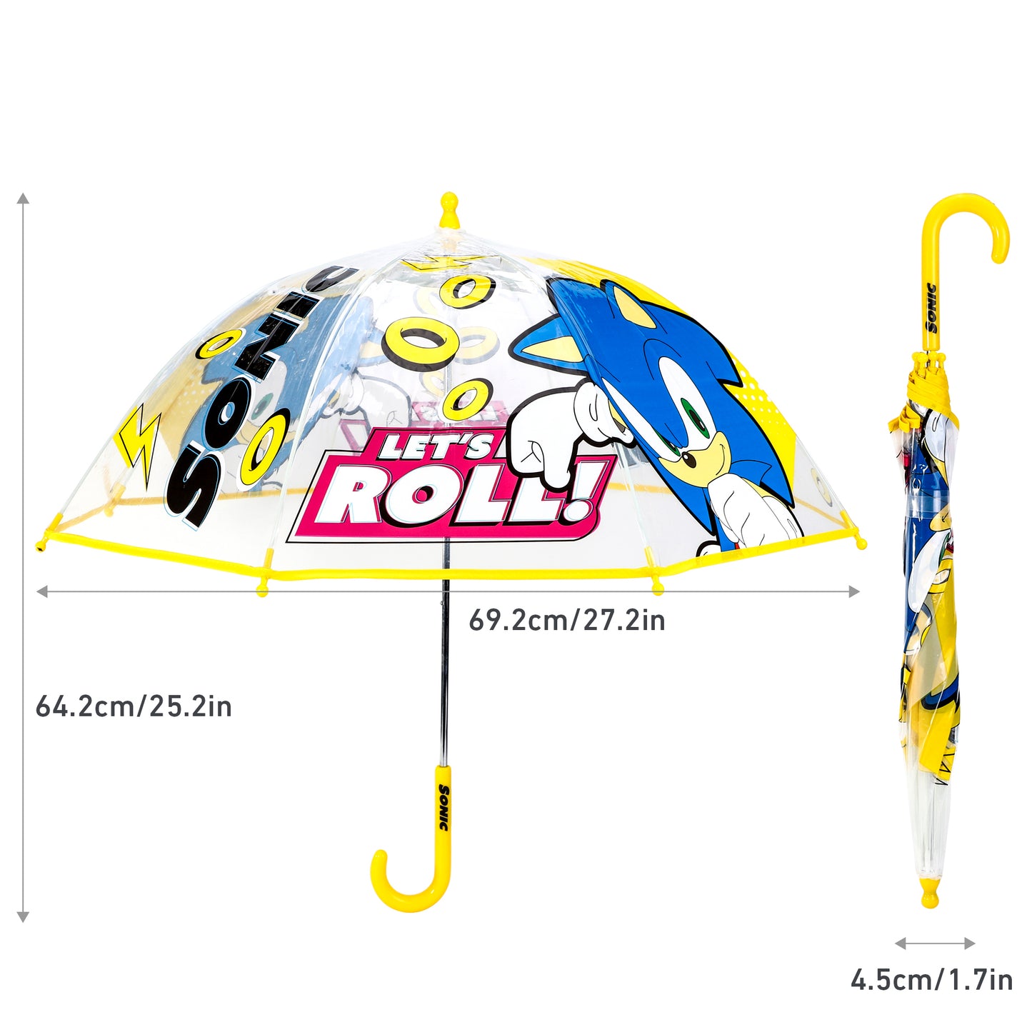 Sonic the Hedgehog Dome Umbrella for Kids Childrens Boys Girls Brolly with Safety Opening