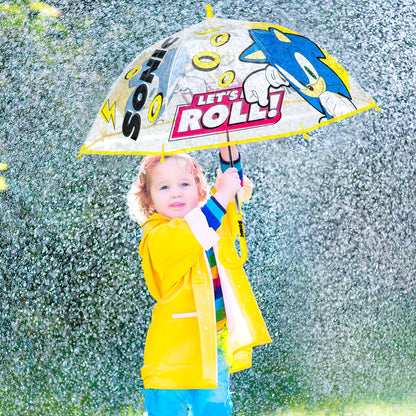 Sonic the Hedgehog Dome Umbrella for Kids Childrens Boys Girls Brolly with Safety Opening