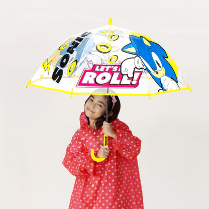 Sonic the Hedgehog Dome Umbrella for Kids Childrens Boys Girls Brolly with Safety Opening