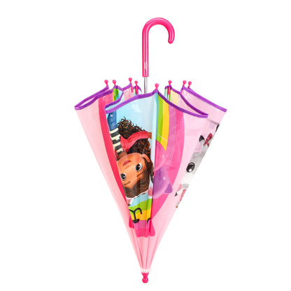 Gabby's Dollhouse Dome Umbrella for Kids Childrens Boys Girls Brolly with Safety Opening