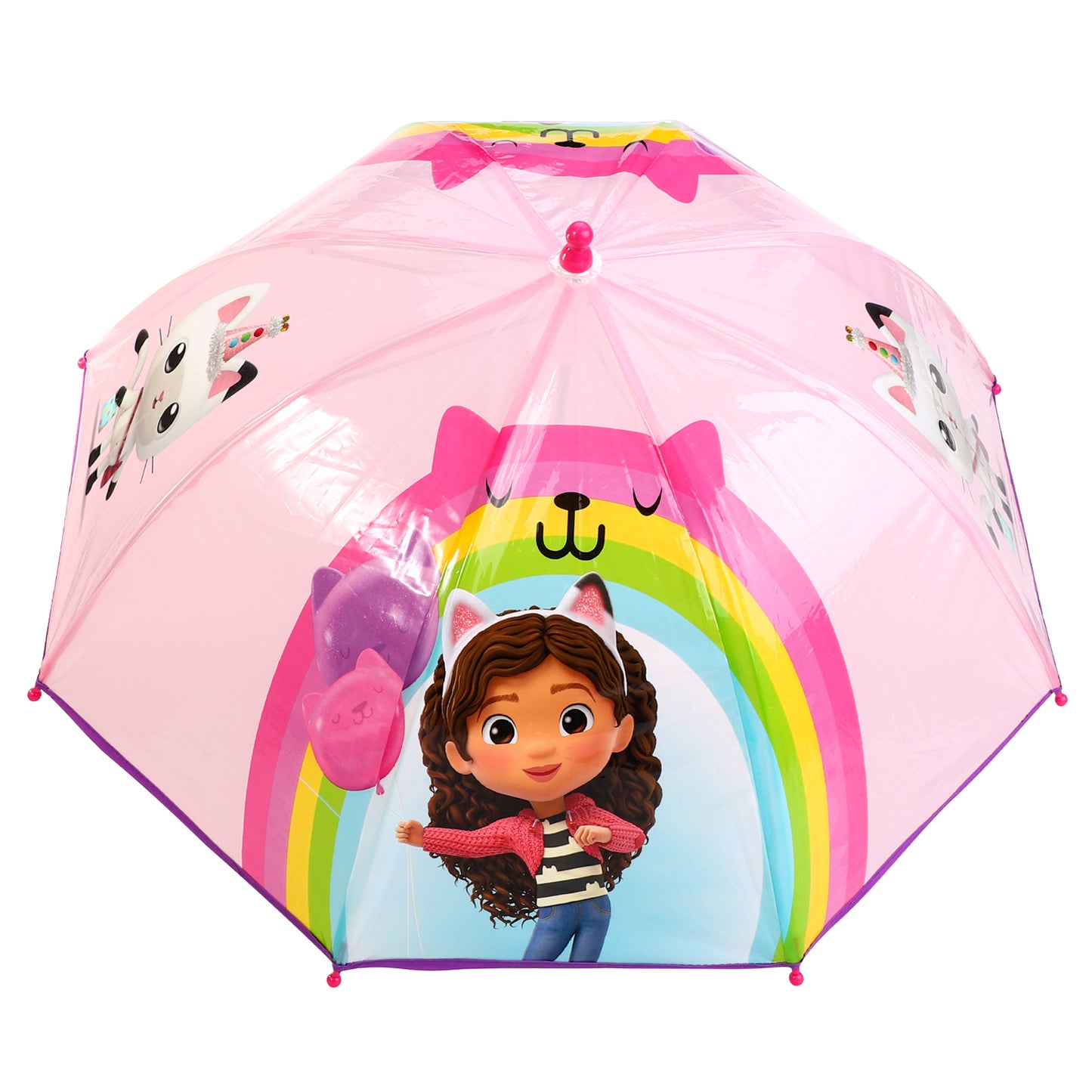 Gabby's Dollhouse Dome Umbrella for Kids Childrens Boys Girls Brolly with Safety Opening