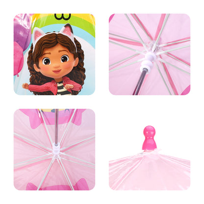 Gabby's Dollhouse Dome Umbrella for Kids Childrens Boys Girls Brolly with Safety Opening