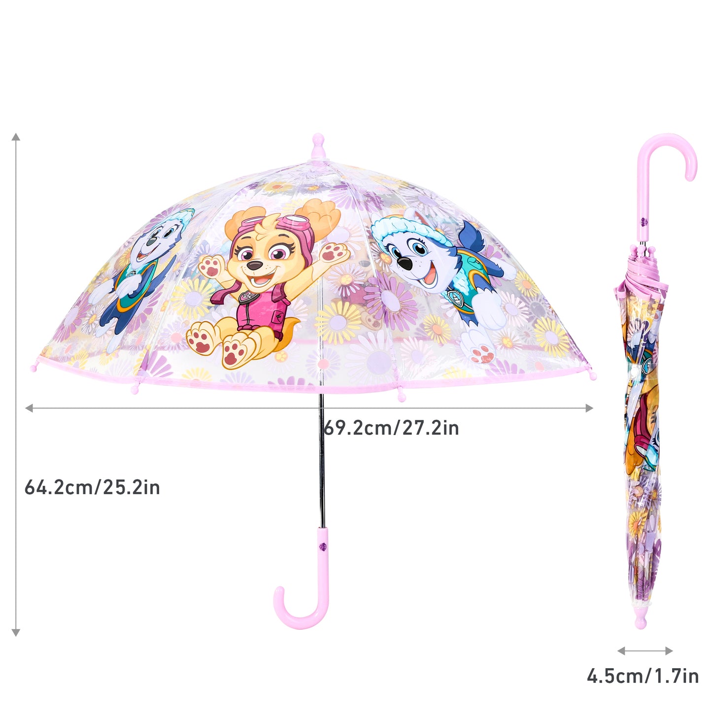 Paw Patrol Girl Dome Umbrella for Kids Childrens Boys Girls Brolly with Safety Opening