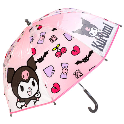 Kuromi Dome Umbrella for Kids Childrens Boys Girls Brolly with Safety Opening