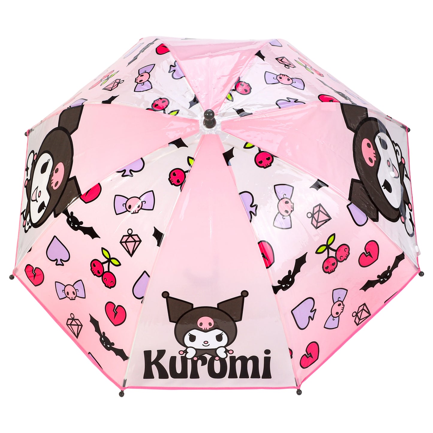 Kuromi Dome Umbrella for Kids Childrens Boys Girls Brolly with Safety Opening