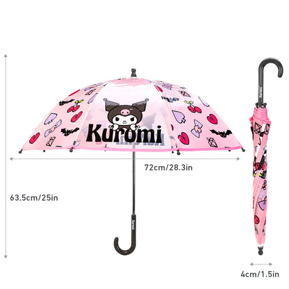 Kuromi Dome Umbrella for Kids Childrens Boys Girls Brolly with Safety Opening