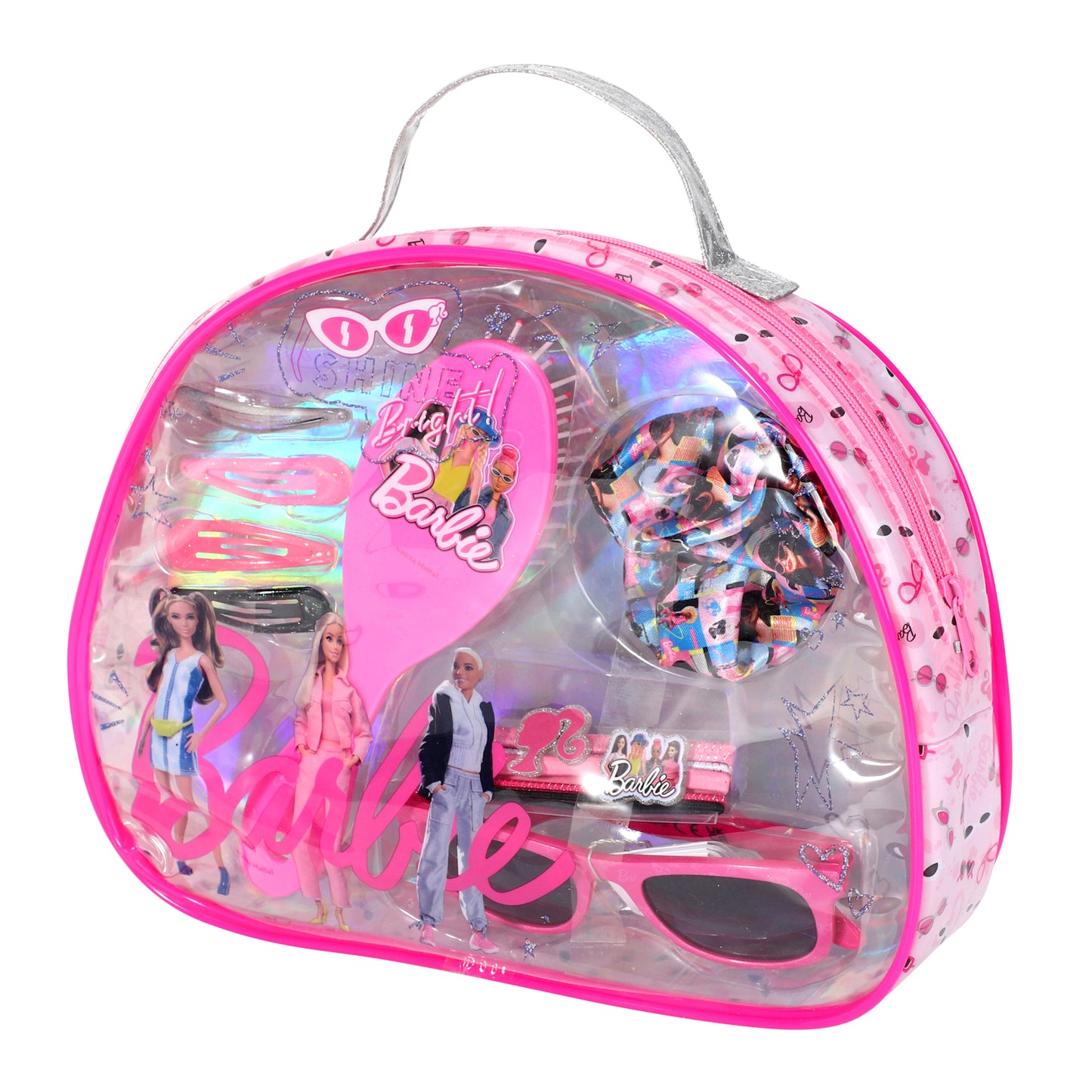 Barbie 12pc Girls Kids Sunglasses Hair Accessories Beauty Set with Carry Case