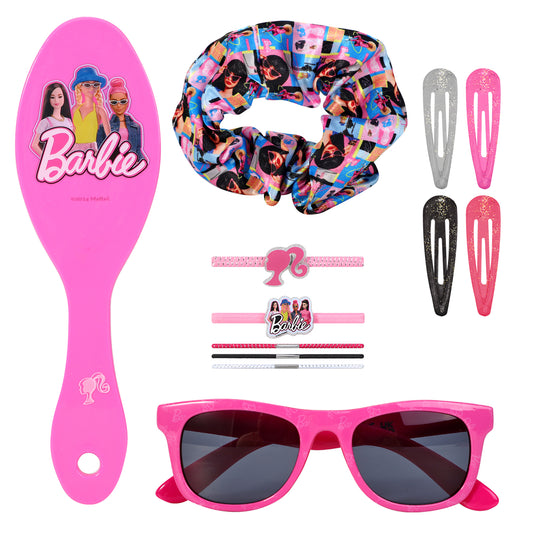 Barbie 12pc Girls Kids Sunglasses Hair Accessories Beauty Set with Carry Case