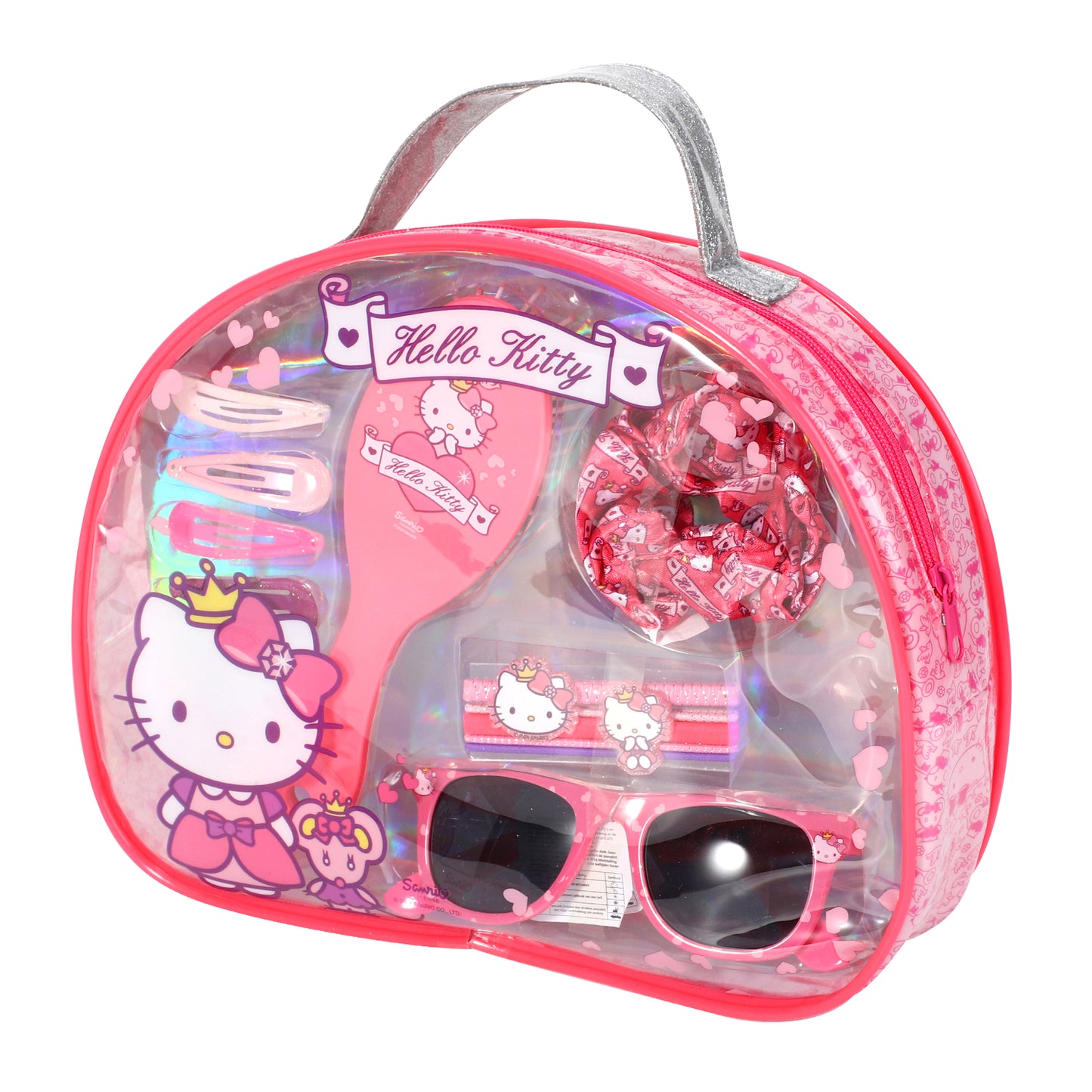 Hello Kitty 12pc Girls Kids Sunglasses Hair Accessories Beauty Set with Carry Case