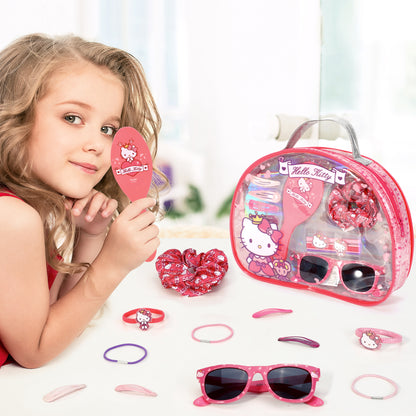 Hello Kitty 12pc Girls Kids Sunglasses Hair Accessories Beauty Set with Carry Case