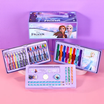 Frozen 34pc Kids Colouring Art Stationery Set with Watercolour Felt Tip Pens Crayons and Pencils Travel Set for Children