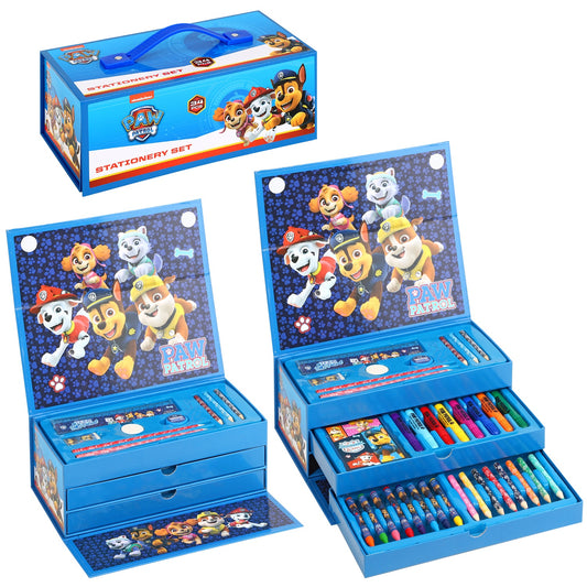 Paw Patrol 34pc Kids Colouring Art Stationery Set with Watercolour Felt Tip Pens Crayons and Pencils Travel Set for Children
