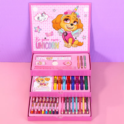Paw Patrol 34pc Kids Colouring Art Stationery Set with Watercolour Felt Tip Pens Crayons and Pencils Travel Set for Children