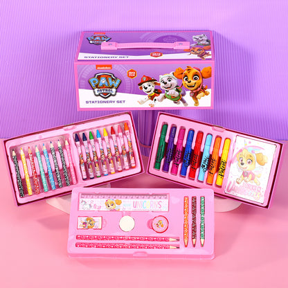 Paw Patrol 34pc Kids Colouring Art Stationery Set with Watercolour Felt Tip Pens Crayons and Pencils Travel Set for Children