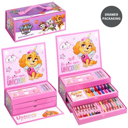 Paw Patrol 34pc Kids Colouring Art Stationery Set with Watercolour Felt Tip Pens Crayons and Pencils Travel Set for Children