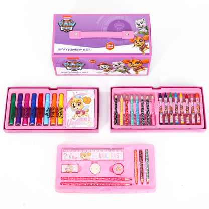 Paw Patrol 34pc Kids Colouring Art Stationery Set with Watercolour Felt Tip Pens Crayons and Pencils Travel Set for Children
