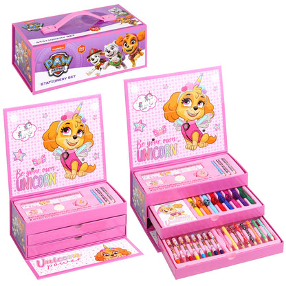 Paw Patrol 34pc Kids Colouring Art Stationery Set with Watercolour Felt Tip Pens Crayons and Pencils Travel Set for Children