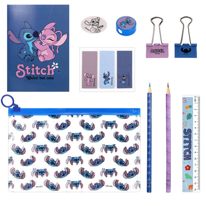 Stitch 9pcs Transparent Filled Pencil Case Stationery Set Waterproof Boys Girls Kids Children School Travel Exam