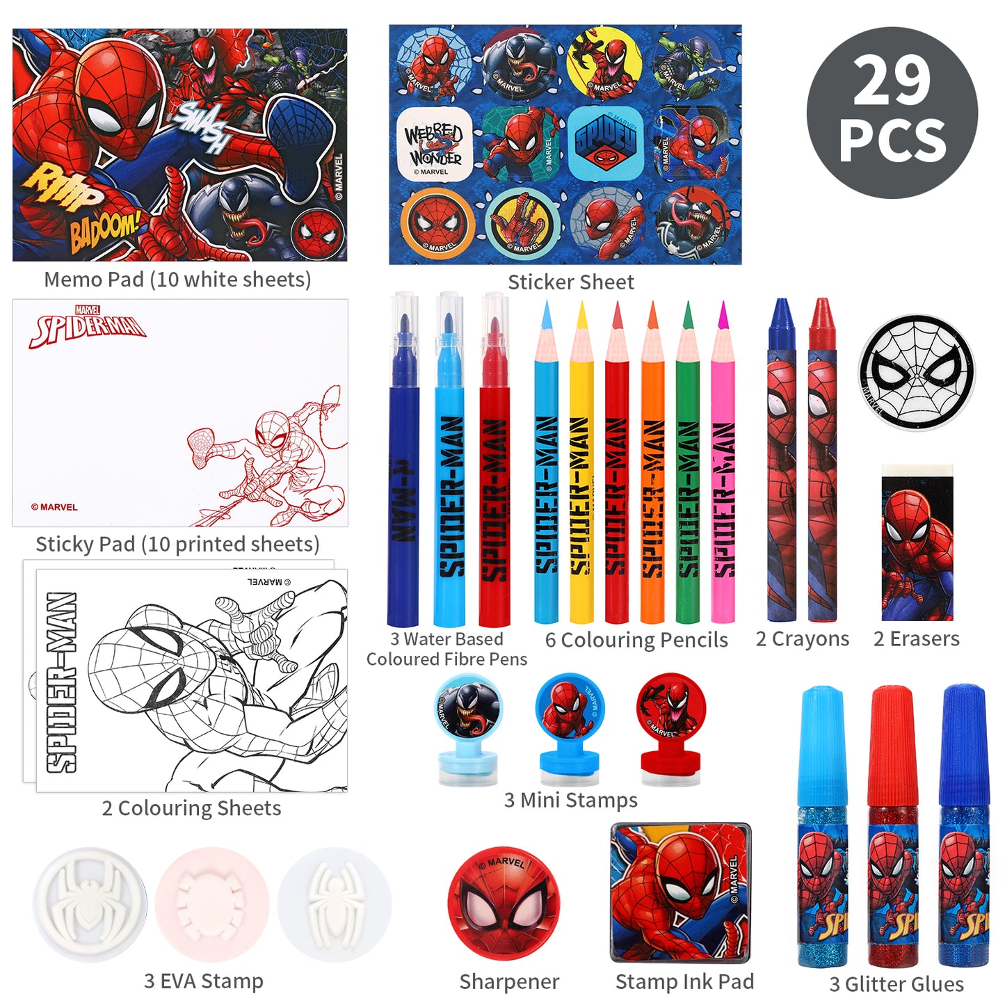 Spiderman Xmas Advent Calendar Creative Art & Craft Stationery Set Kids Children Xmas Christmas Countdown Fun