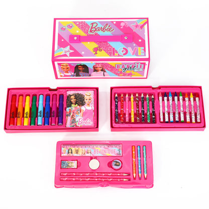 Barbie Kids 34pc Colouring Art Stationery Travel Set for Children