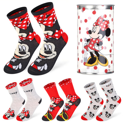 Minnie Mouse 4 Pair Ankle Cotton Socks for Kids Packed in Round Piggy Bank Plastic Cylinder (UK, Age, 1-4 Years, Regular)