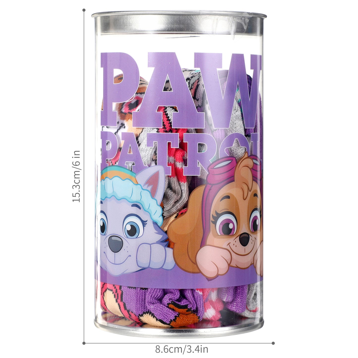 Paw Patrol Girl 4 Pair Ankle Cotton Socks for Kids Packed in Round Piggy Bank Plastic Cylinder (UK, Age, 3-6 Years, Regular)