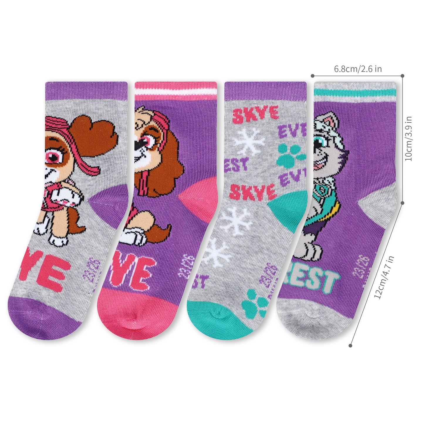 Paw Patrol Girl 4 Pair Ankle Cotton Socks for Kids Packed in Round Piggy Bank Plastic Cylinder (UK, Age, 1-4 Years, Regular)