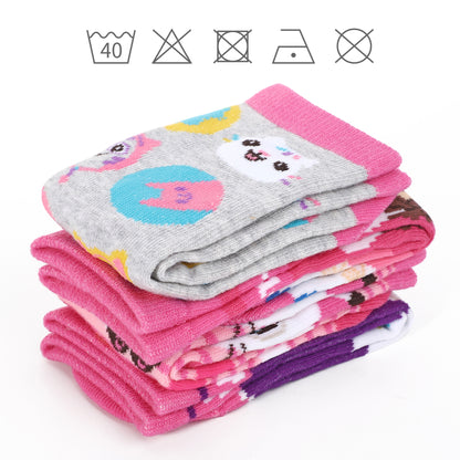 Gabby's Dollhouse 4 Pair Ankle Cotton Socks for Kids Packed in Round Piggy Bank Plastic Cylinder (UK, Age, 3-6 Years, Regular)