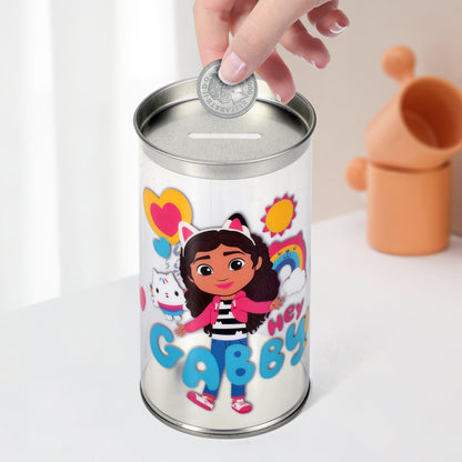 Gabby's Dollhouse 4 Pair Ankle Cotton Socks for Kids Packed in Round Piggy Bank Plastic Cylinder (UK, Age, 3-6 Years, Regular)