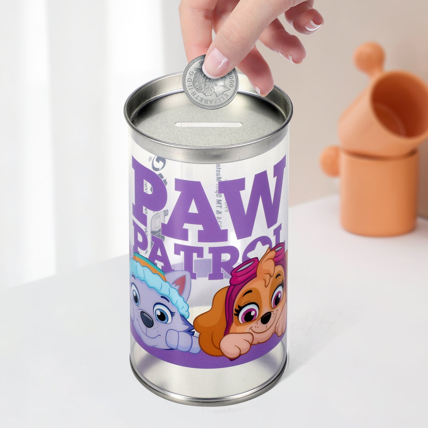 Paw Patrol Girl 4 Pair Ankle Cotton Socks for Kids Packed in Round Piggy Bank Plastic Cylinder (UK, Age, 3-6 Years, Regular)