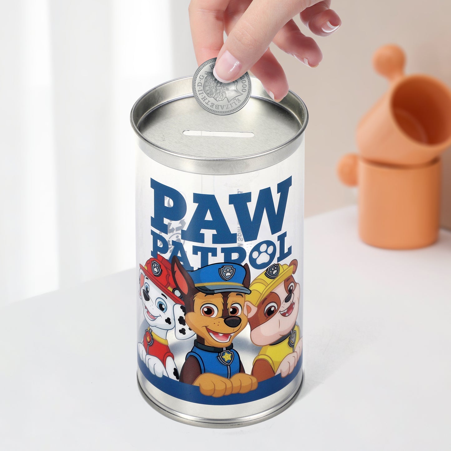 Paw Patrol Boy 4 Pair Ankle Cotton Socks for Kids Packed in Round Piggy Bank Plastic Cylinder (UK, Age, 3-6 Years, Regular)