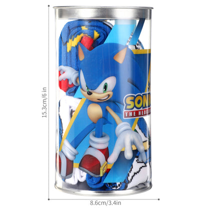 Sonic the Hedgehog 4 Pair Ankle Cotton Socks for Kids Packed in Round Piggy Bank Plastic Cylinder (UK, Age, 3-6 Years, Regular)