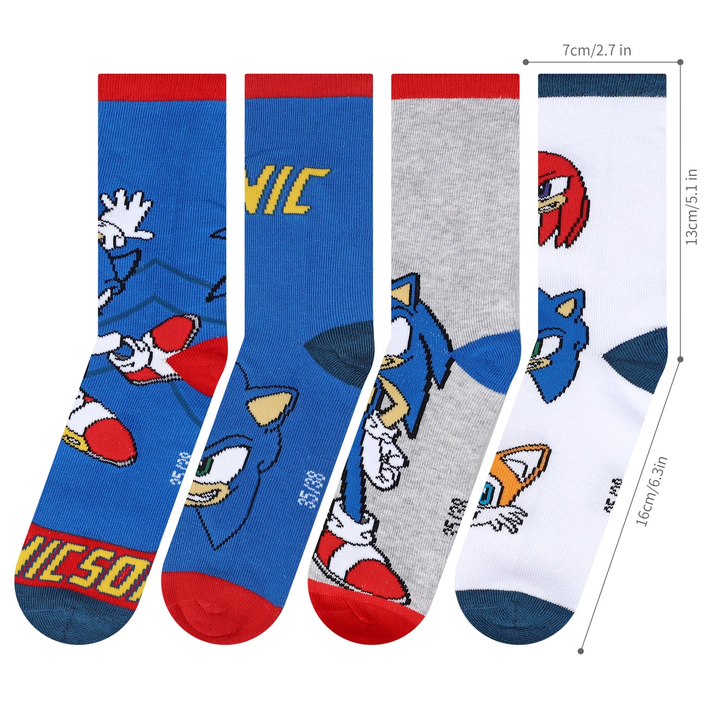 Sonic the Hedgehog 4 Pair Ankle Cotton Socks for Kids Packed in Round Piggy Bank Plastic Cylinder (UK, Age, 3-6 Years, Regular)