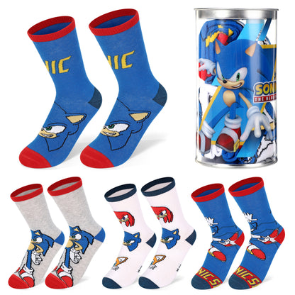 Sonic the Hedgehog 4 Pair Ankle Cotton Socks for Kids Packed in Round Piggy Bank Plastic Cylinder (UK, Age, 3-6 Years, Regular)