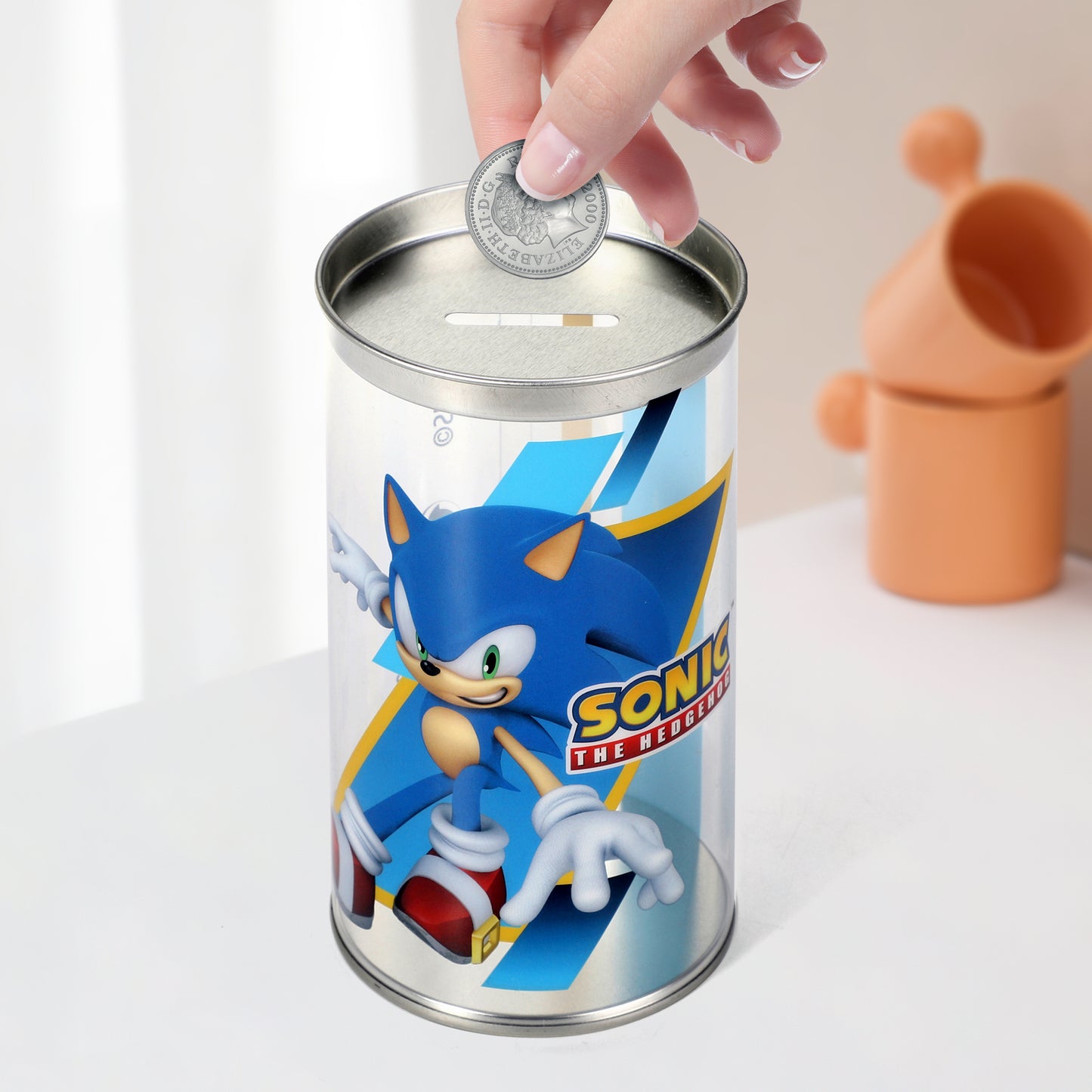 Sonic the Hedgehog 4 Pair Ankle Cotton Socks for Kids Packed in Round Piggy Bank Plastic Cylinder (UK, Age, 3-6 Years, Regular)