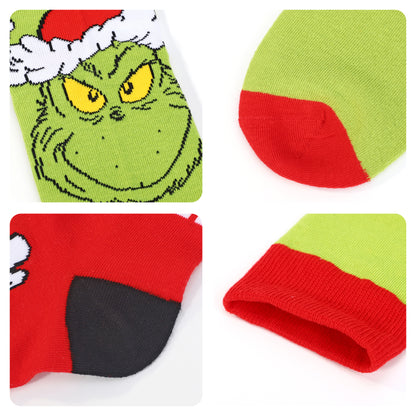 The Grinch 3 Pair Unisex Novelty Calf Lenght Socks (UK, Alpha, One Size, Regular, 3.5-6.5, Multicolour)