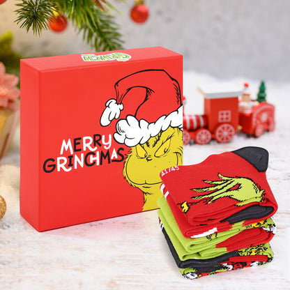 The Grinch 3 Pair Unisex Novelty Calf Lenght Socks (UK, Alpha, One Size, Regular, 3.5-6.5, Multicolour)