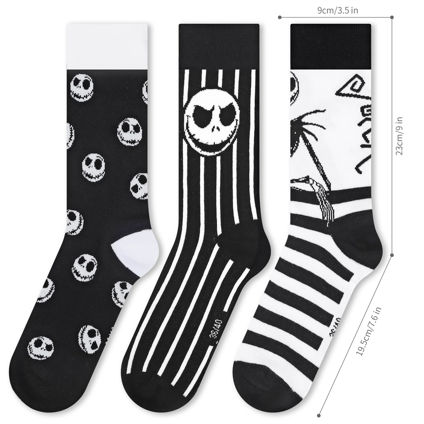 Disney The Nightmare Before Christmas 3 Pair Unisex Novelty Calf Length Socks