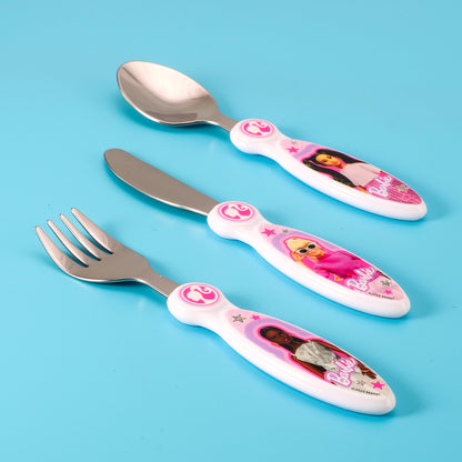 Barbie Children's Kids 3pcs Cutlery Set