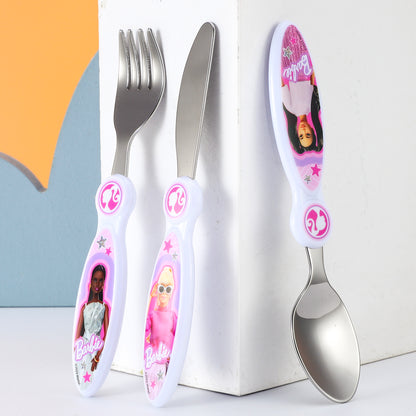 Barbie Children's Kids 3pcs Cutlery Set