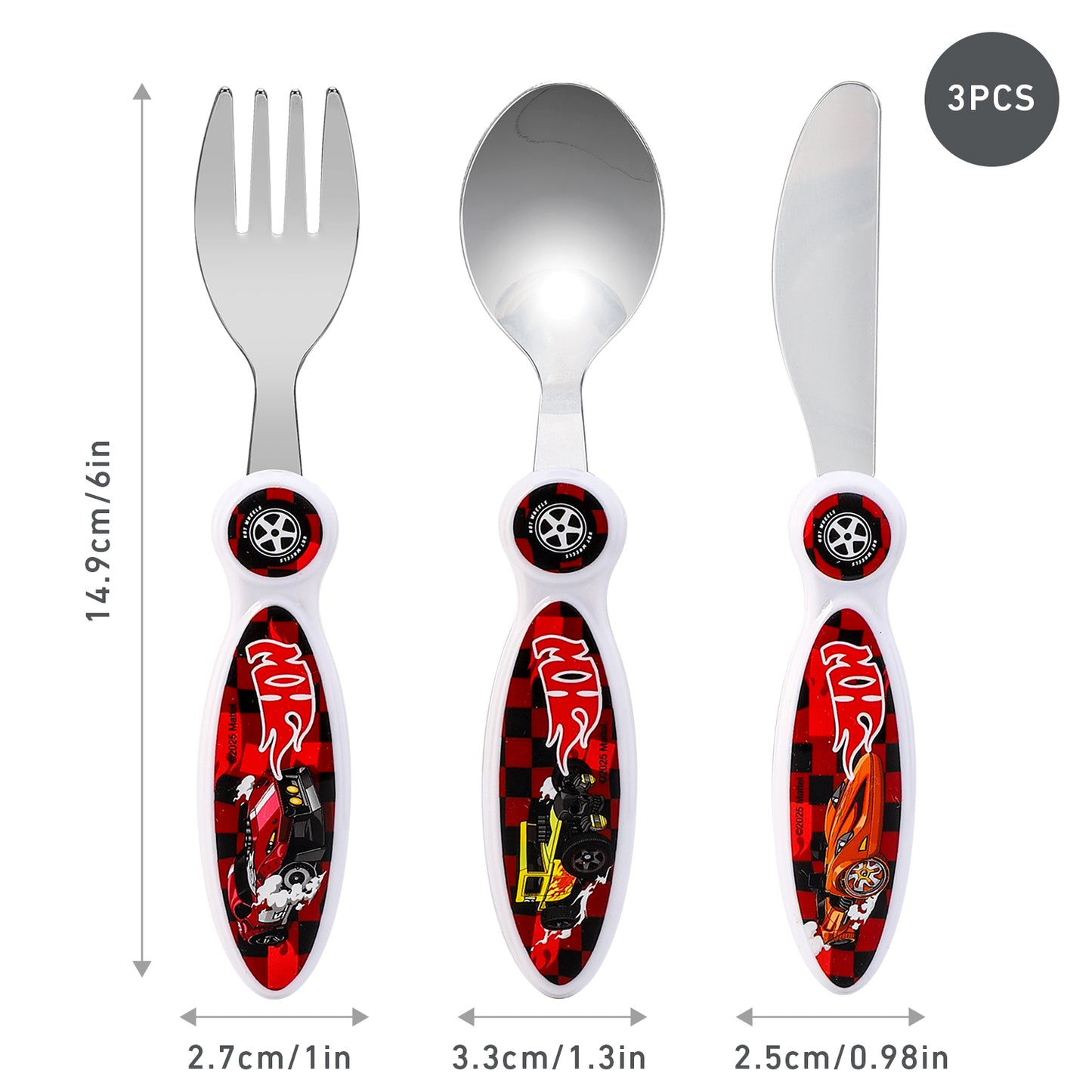 Hot Wheels Children's Kids 3pcs Cutlery Set