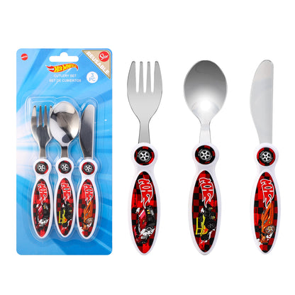Hot Wheels Children's Kids 3pcs Cutlery Set
