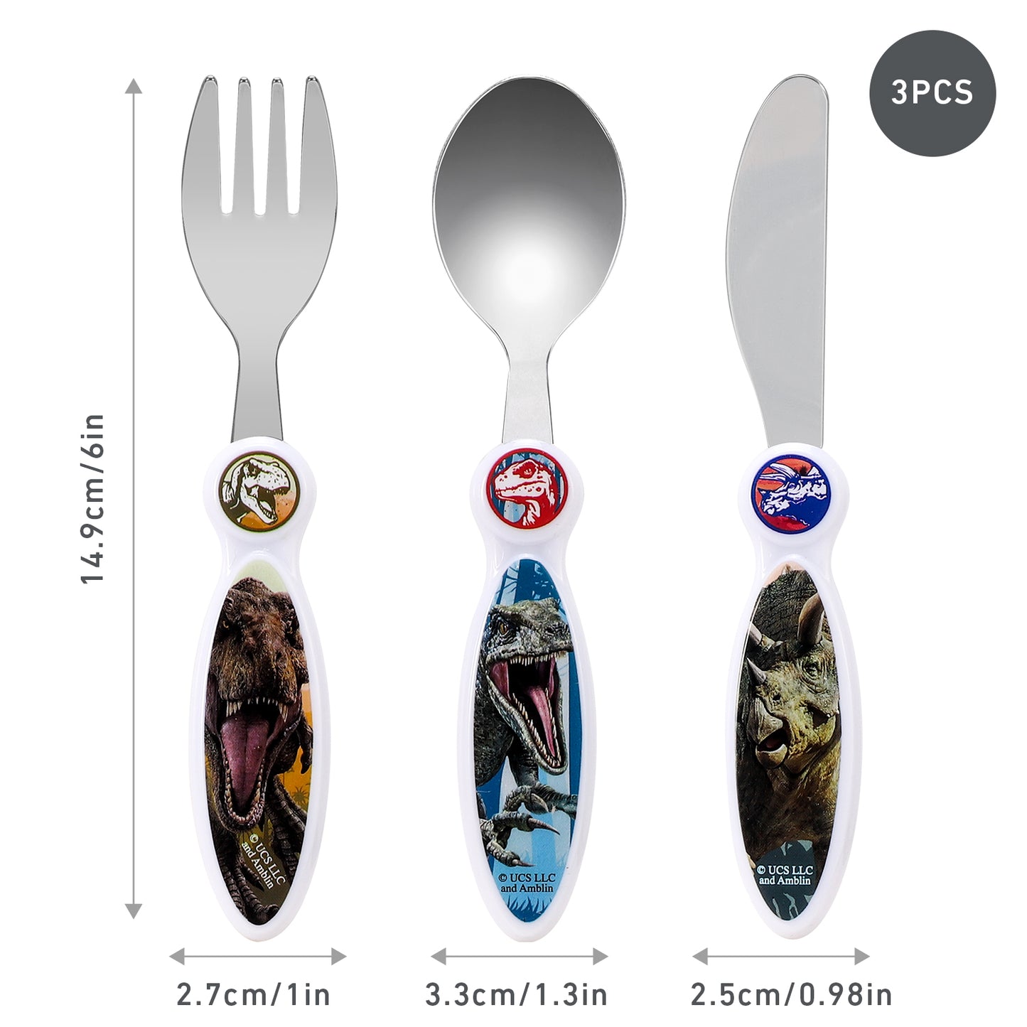 Jurassic World Children's Kids 3pcs Cutlery Set