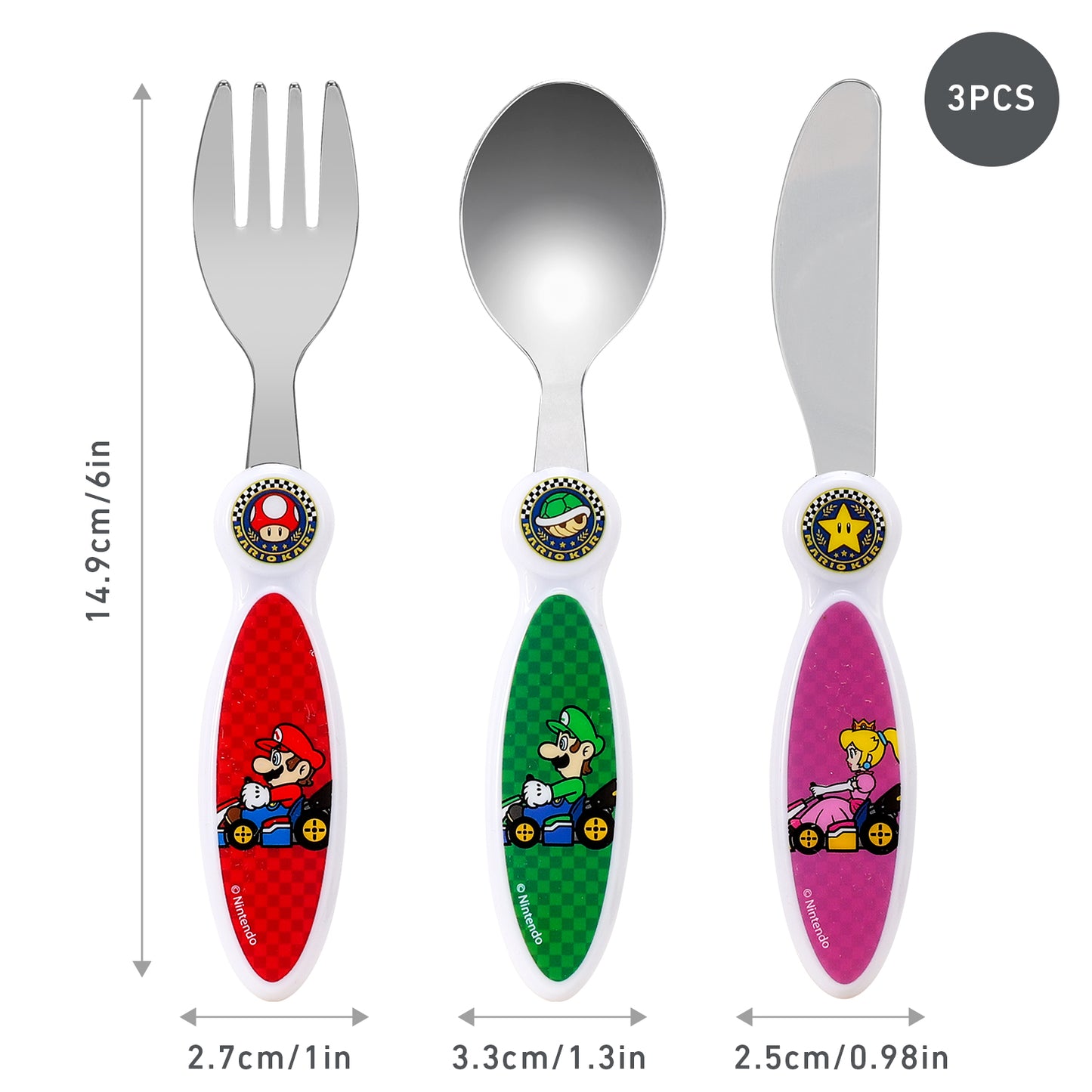 Mario Kart Children's Kids 3pcs Cutlery Set