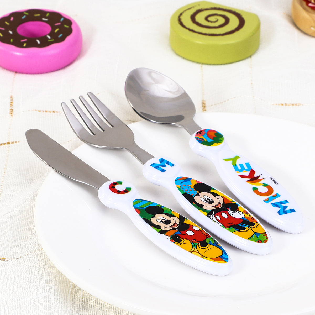 Mickey Mouse Kids 6 Piece Reusable Dinner Set - Cup, Bowl, Plate & Cutlery