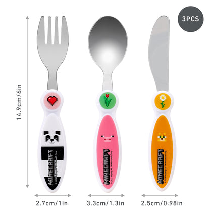 Minecraft Girl Children's Kids 3pcs Cutlery Set
