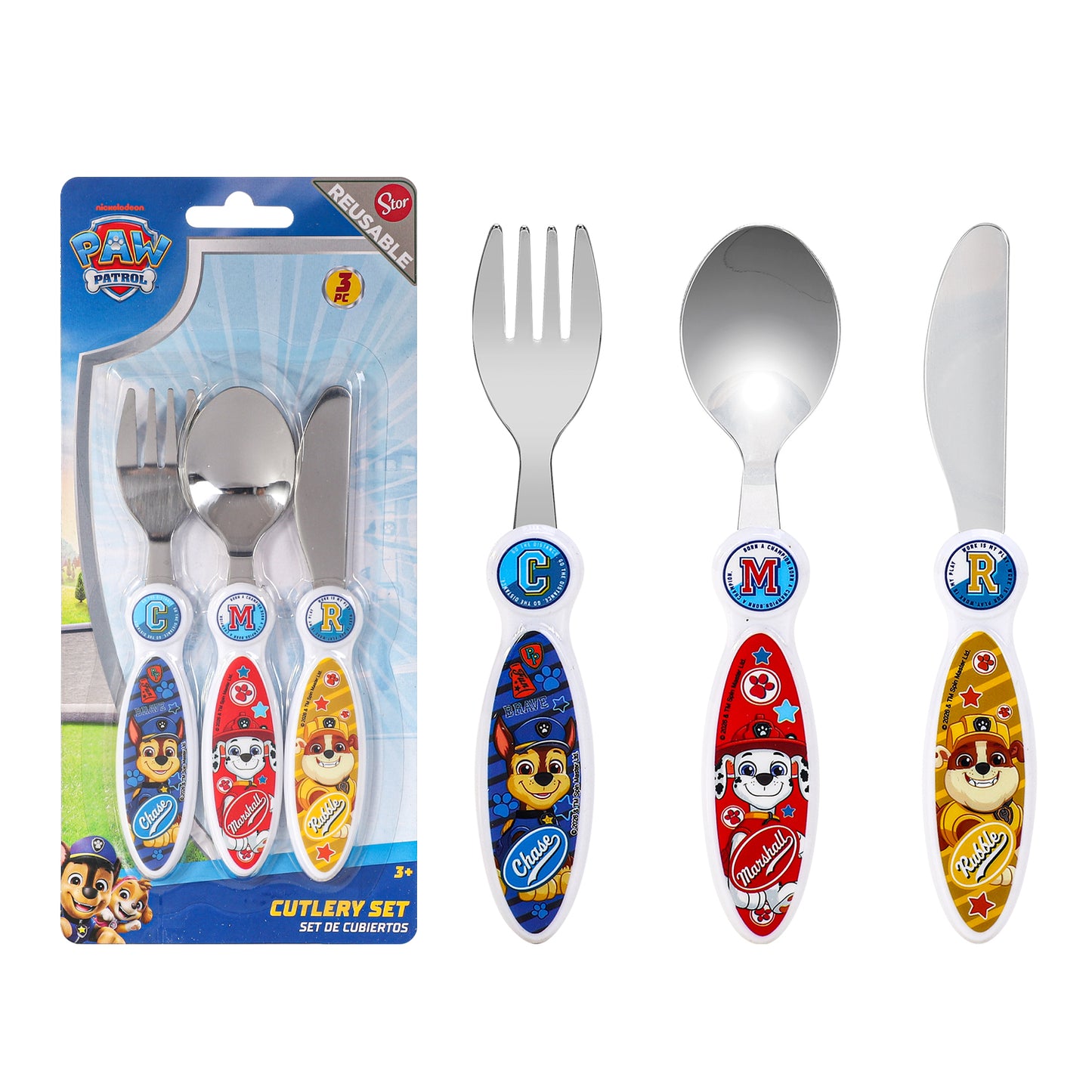 Paw Patrol Boy Children's Kids 3pcs Cutlery Set - Knife/Fork/Spoon