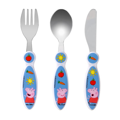 Peppa Pig Kids 6 Piece Reusable Dinner Set - Plate/Bowl/Cup/Knife/Fork/Spoon - Childrens Dinnerware Tableware Cutlery Set